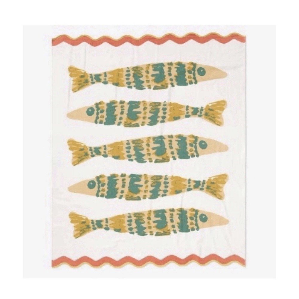 Threshold Design Fish Oversized JUMBO Beach Towel 72x60 100% Cotton Multicolor